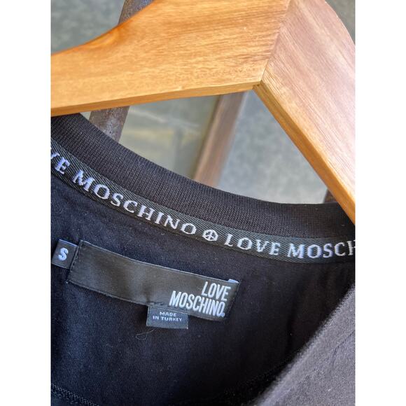 Love Moschino Metallic Peace Sign Designer Tee Unisex Size Small - Picture 6 of 6